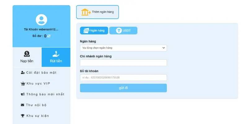 Hướng Dẫn Rút Tiền Ww88 Và Bí Quyết Nhận Tiền Nhanh, An Toàn 3 Nhập thông tin ngân hàng